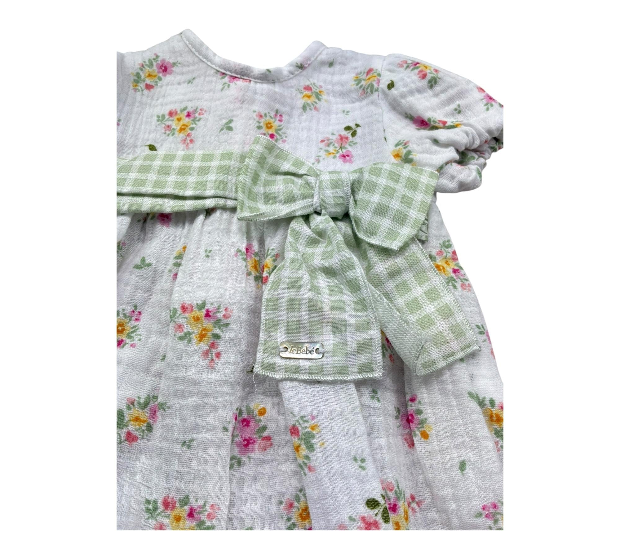 Le Bebe Pagliaccetto Mezza Manica Tinta Unita Fantasia Floreale per Neonata LBG6237 BIANCO LE BEBE 