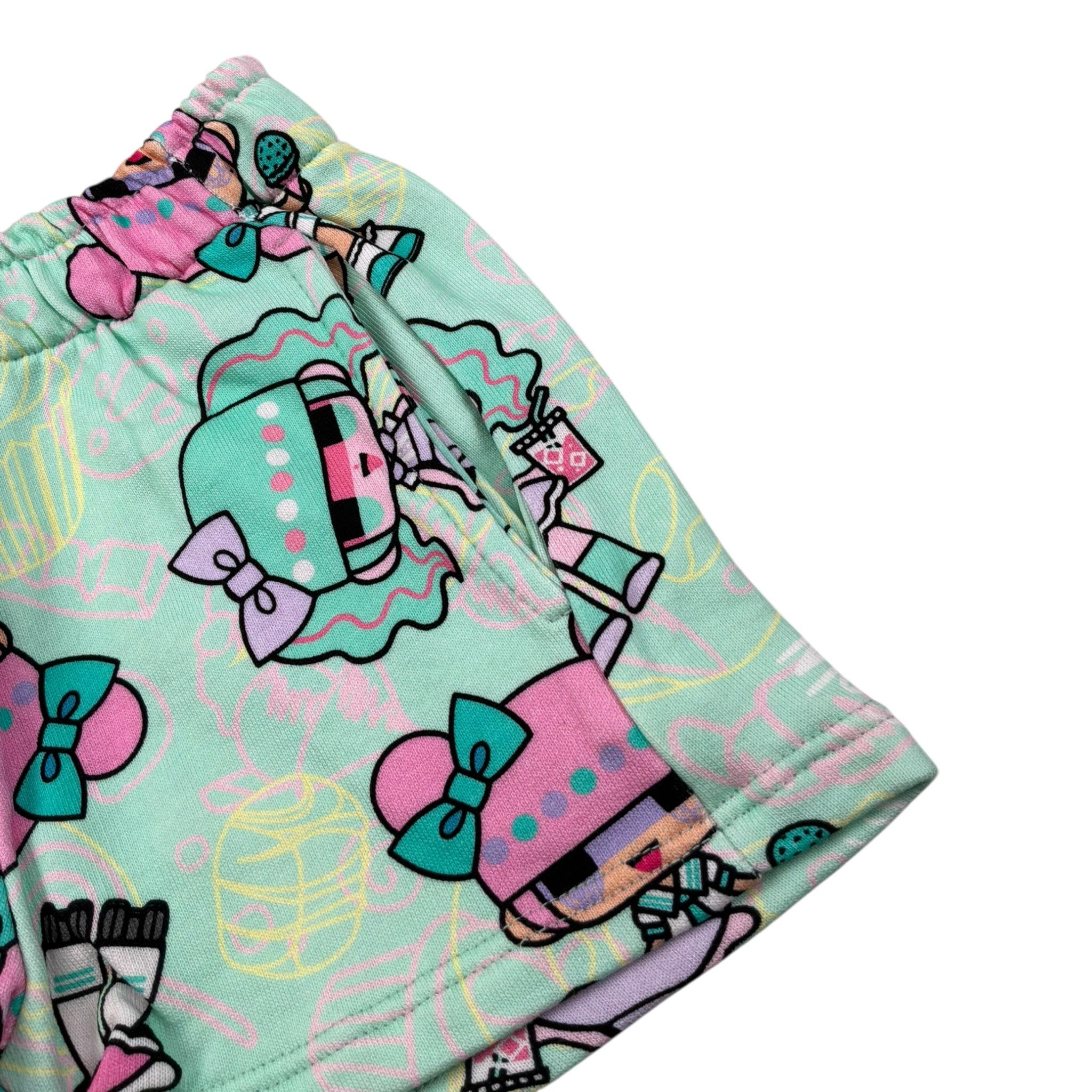 Mousse Short Tinta Unita con Stampa per Bambina DOLLSH VERDE ACQUA MOUSSE 