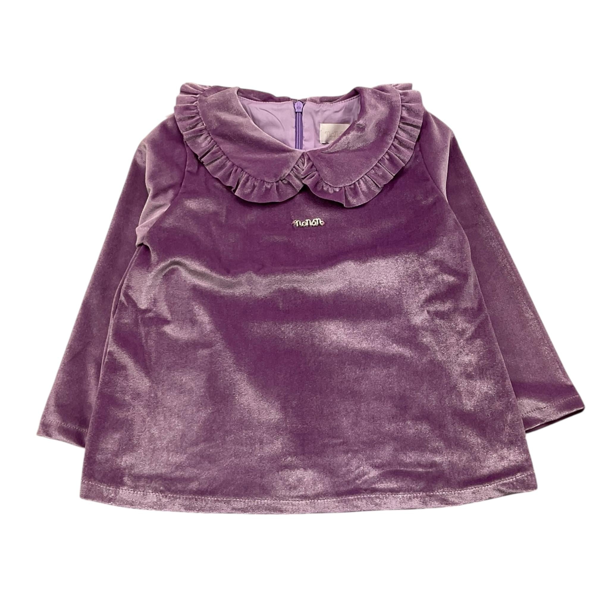 NANAN shirt manica lunga tinta unita in velluto Lilla per Neonata I2345948N LILLA NANAN 