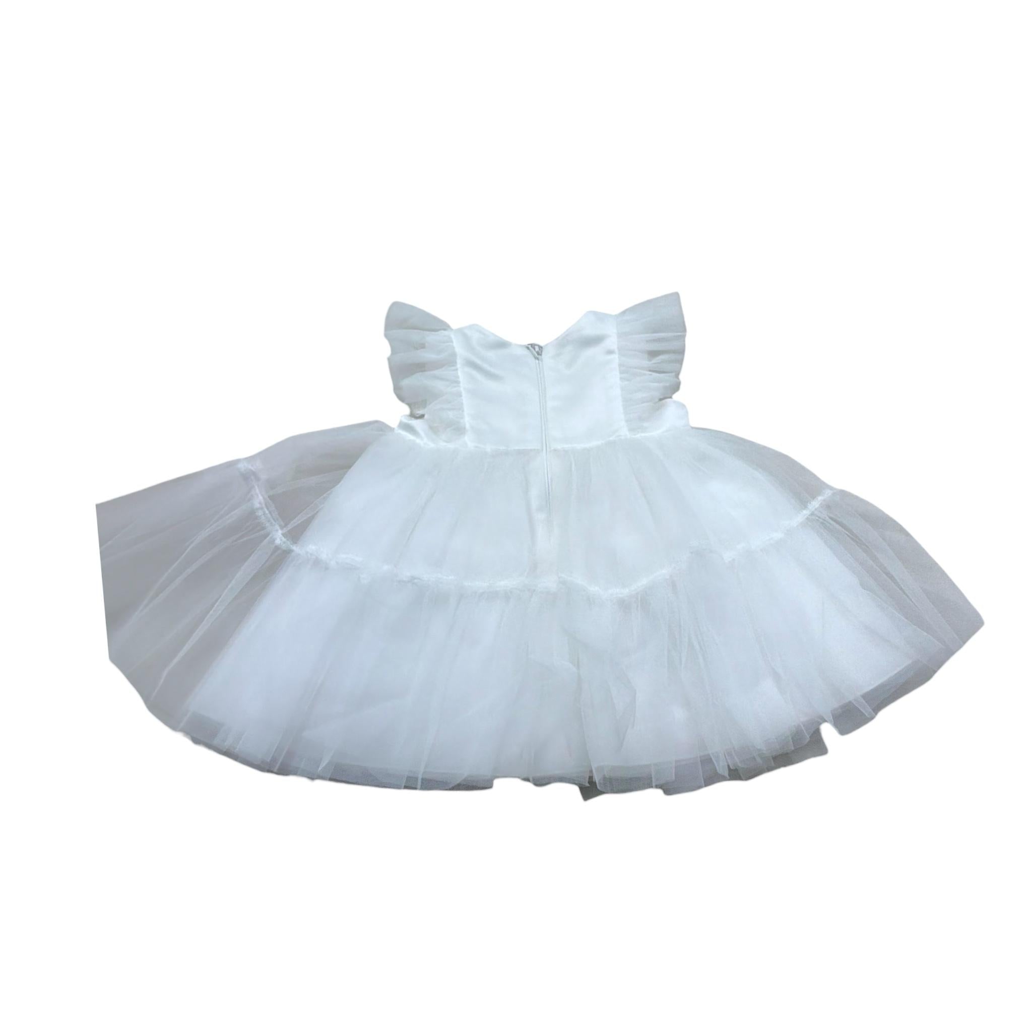 Le Bebe' Abito Tinta Unita Cerimonia per Neonata LBG6391 BIANCO LE BEBE' 