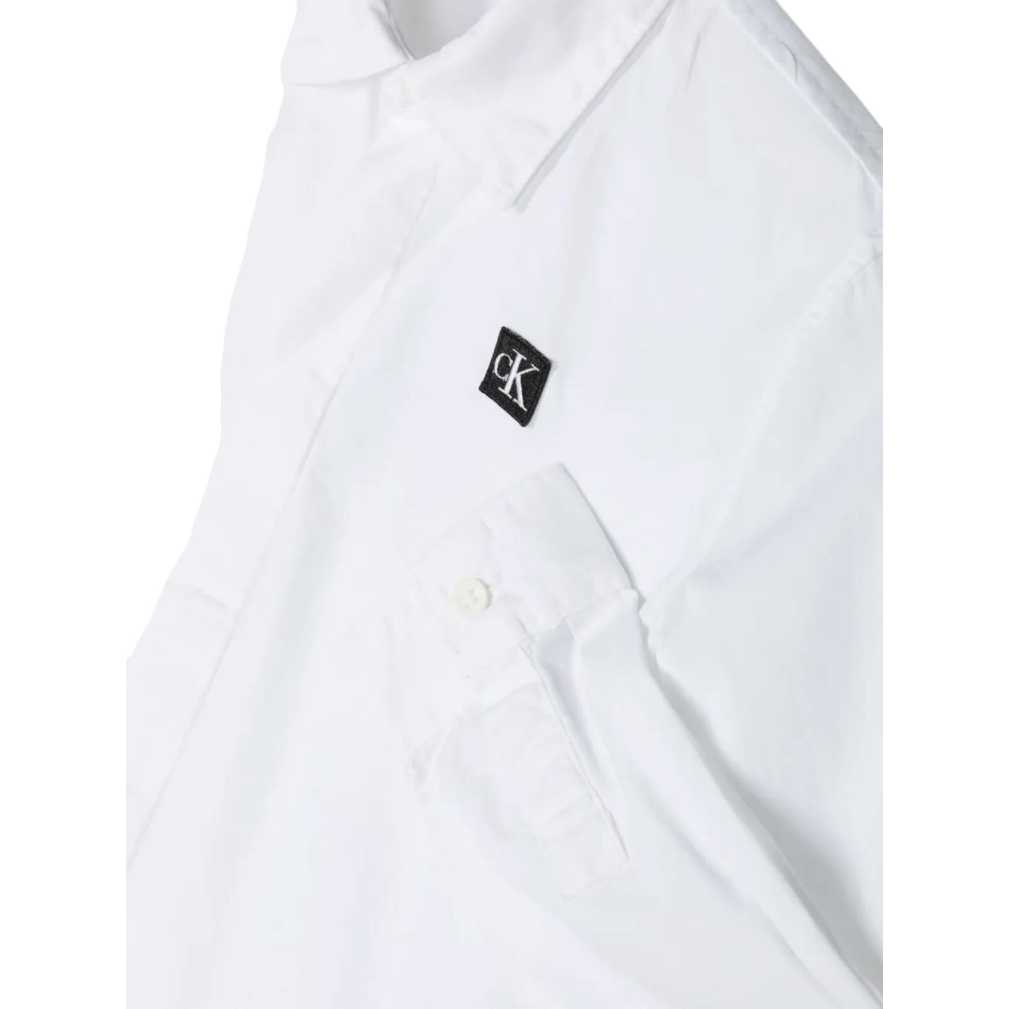 Calvin Klein Camicia Manica Lunga tinta unita con Logo Bianco per Bambino IB0IB01962 BIANCO CALVIN KLEIN 