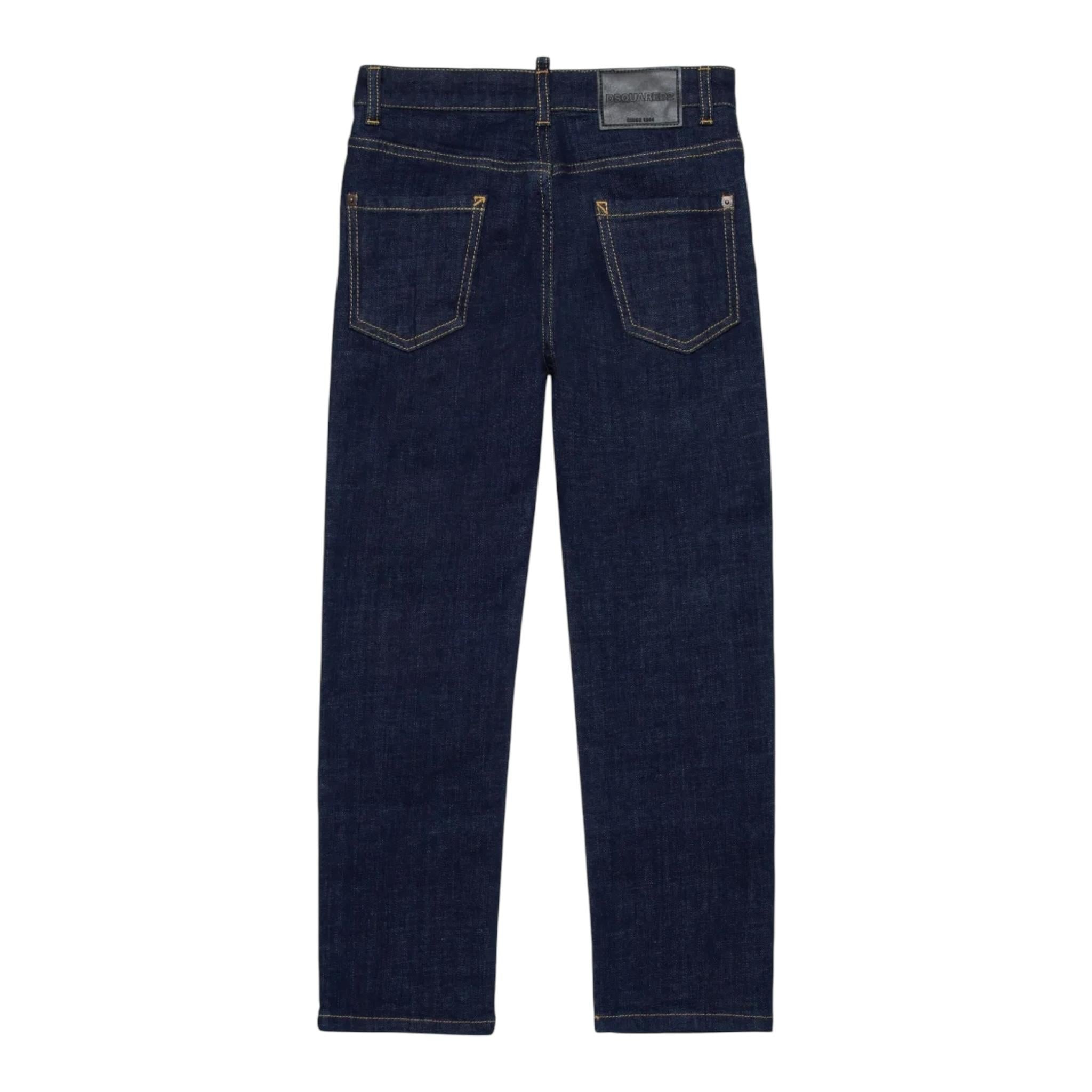 DSQUARED2 jeans tinta unita con cuciture in contrasto Blu per Bambino DQ2252 BLU DSQUARED2 