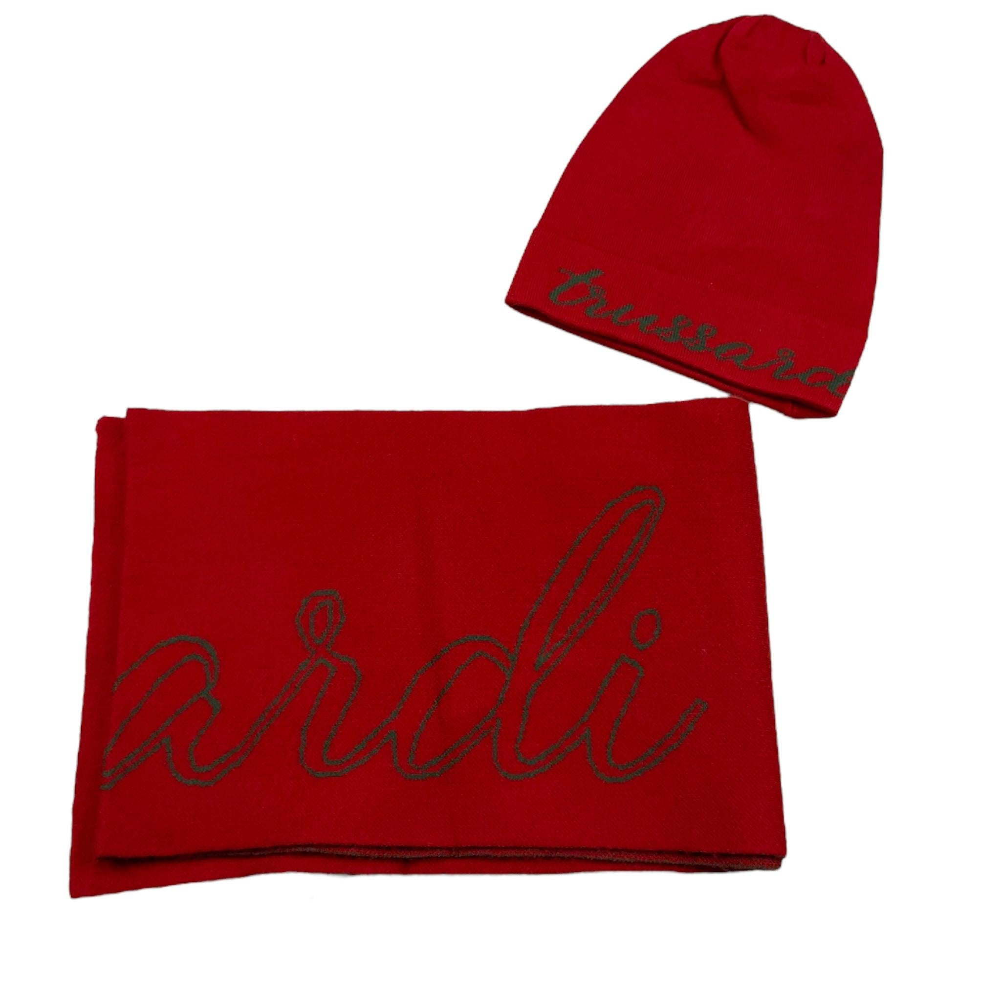 TRUSSARDI set cappello-sciarpa bicolore con stampa Rosso per Bambina TGA25007HS ROSSO TRUSSARDI 