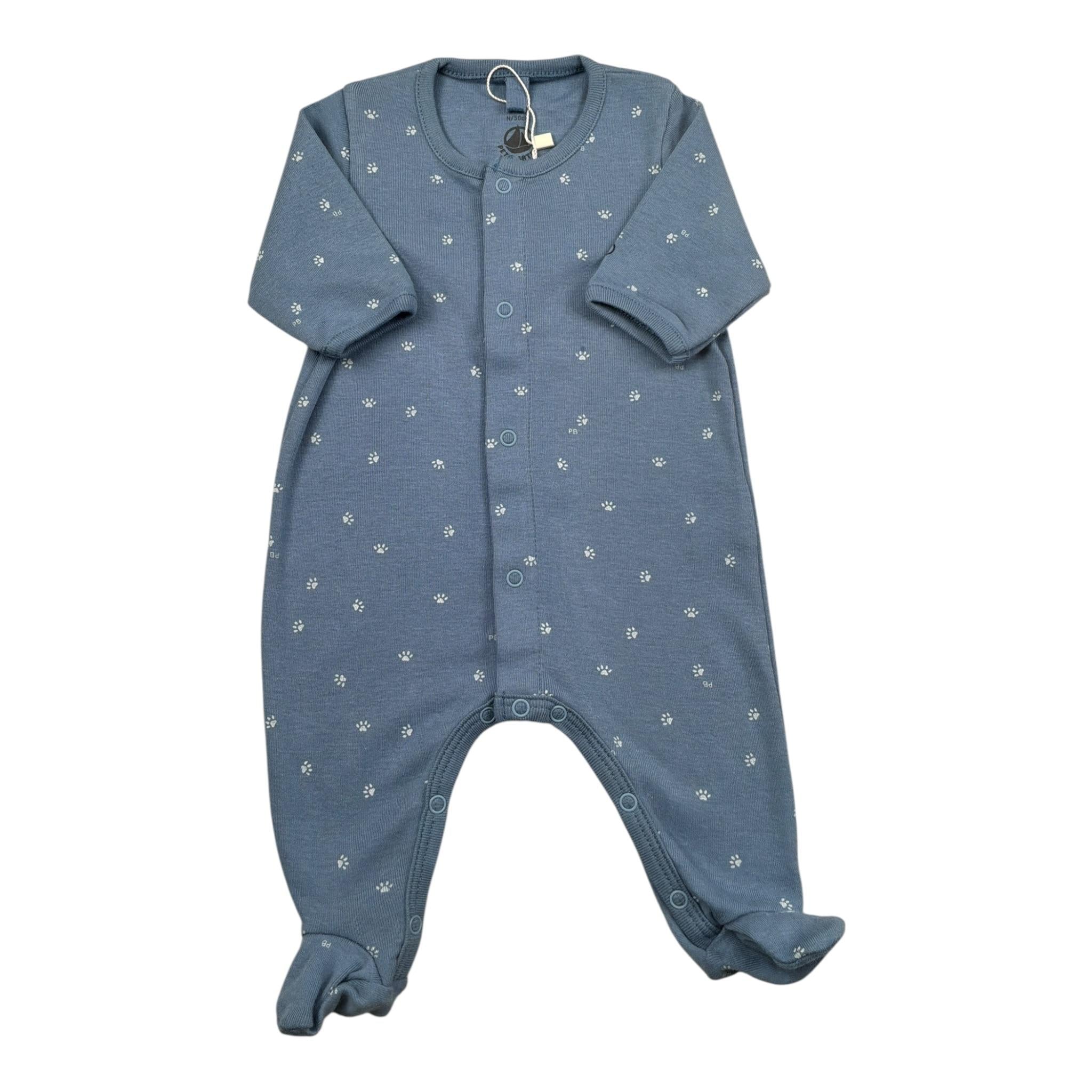 Petit Bateau Tutina tinta unita con Stampa Blu per Neonato A09GX BLU PETIT BATEAU 
