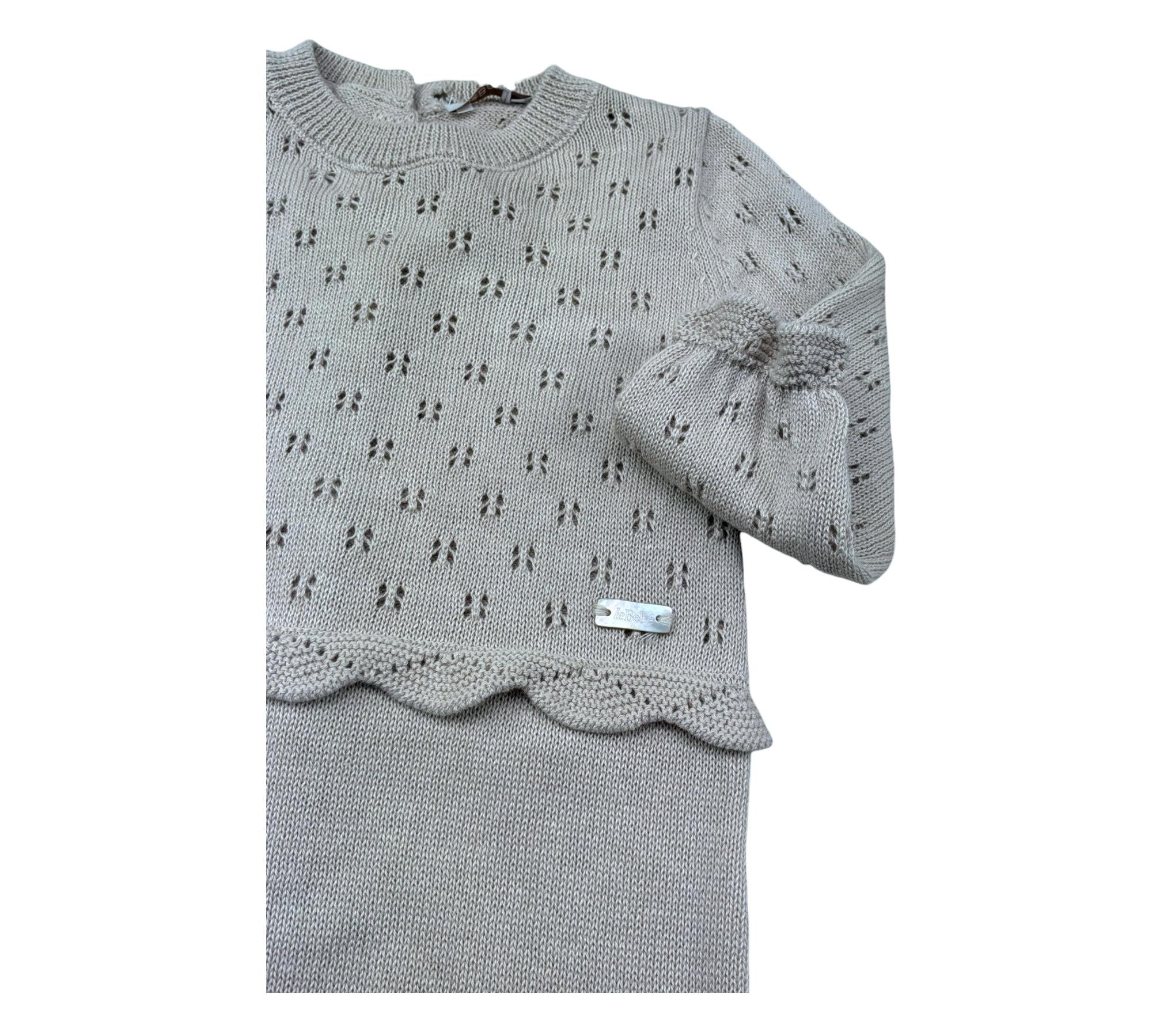Le Bebe Tutina Manica Lunga Tinta Unita con Trafori per Neonata LBG6267 BEIGE LE BEBE 