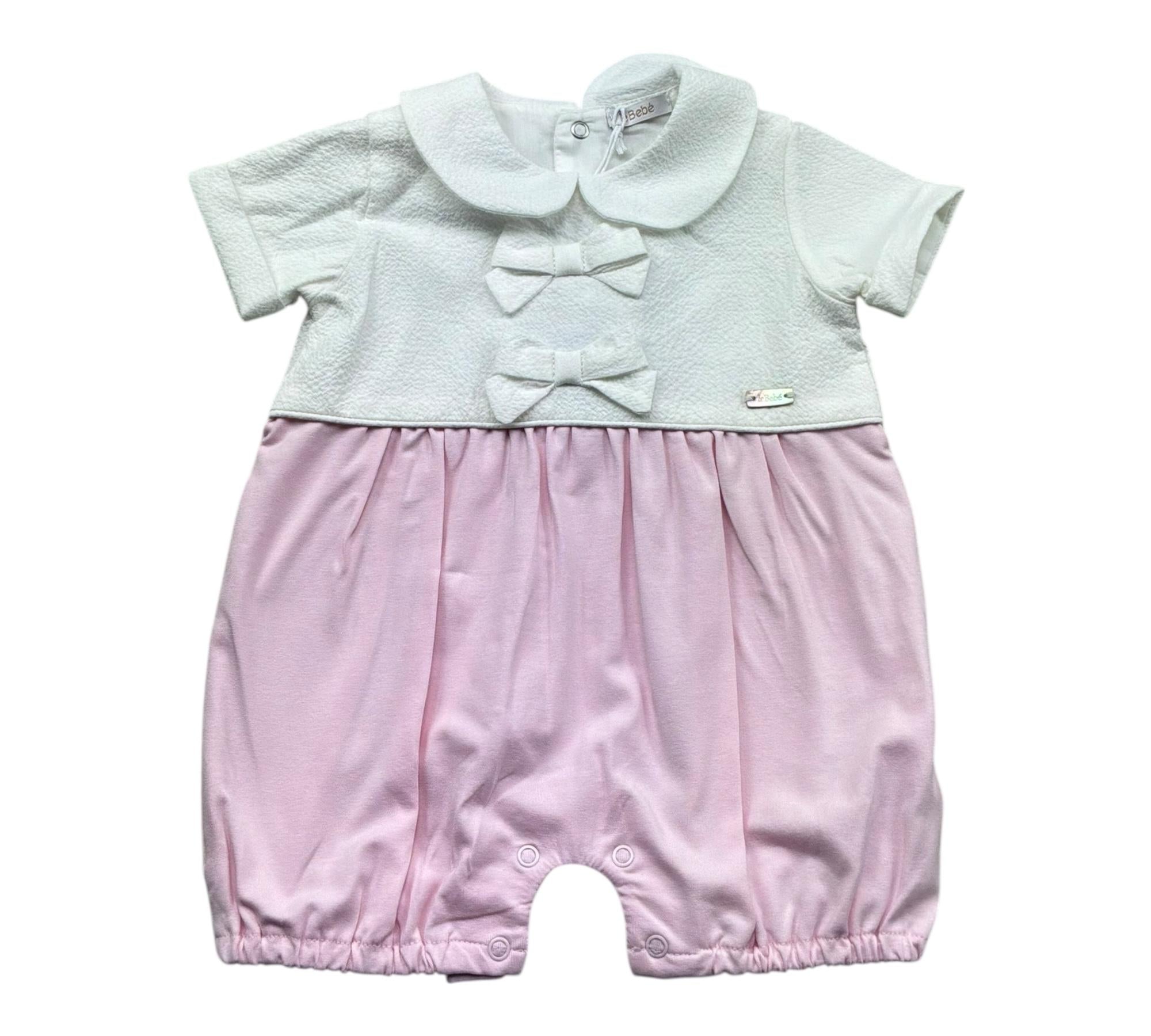 Le Bebe Pagliaccetto Mezza Manica Bicolore per Neonata LBG6300 BIANCO/ROSA LE BEBE 