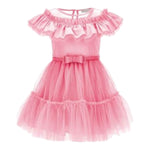 Monnalisa Abito Tinta Unita con Tulle per Bambina 17C905 ROSA MONNALISA 