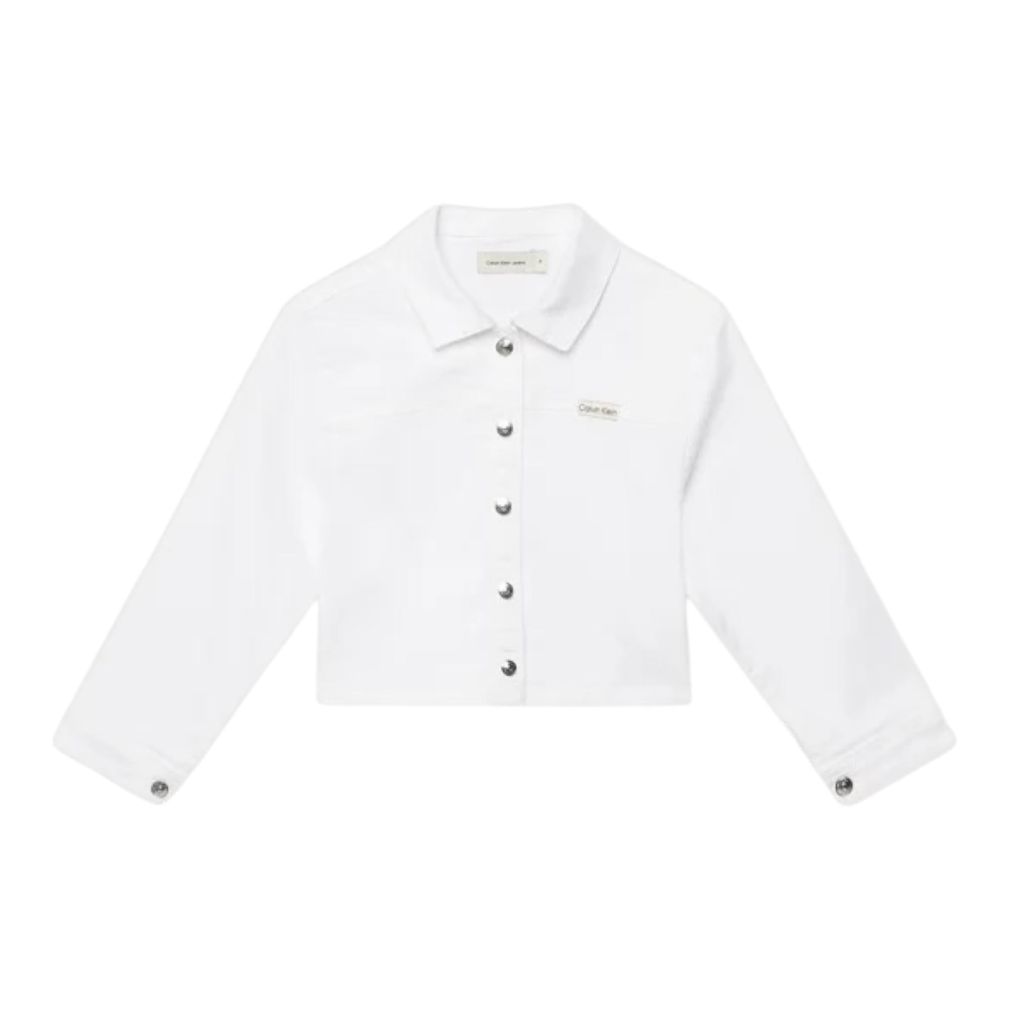Calvin Klein Giubbino In Denim Tinta Unita con Bottoni per Bambina IG0IG02844 BIANCO CALVIN KLEIN 