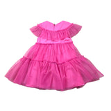 Naida Einfarbiges Kleid mit Fuchsia-Tüll für Neugeborene