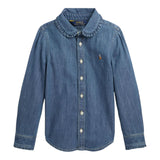 RALPH LAUREN camicia manica lunga in denim tinta unita Blu per Bambina 312698854001 BLU RALPH LAUREN 