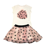 Elsy 2-teiliges Set T-Shirt-Rock zweifarbig weiß/rosa für Mädchen