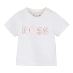 Boss T-Shirt Girocollo Tinta Unita con Stampa per Neonata J52181 BIANCO BOSS 