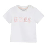 Boss T-Shirt Girocollo Tinta Unita con Stampa per Neonata J52181 BIANCO BOSS 