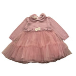 BIMBALO' abito manica lunga tinta unita con tulle Rosa per Neonata 7363 ROSA BIMBALO' 