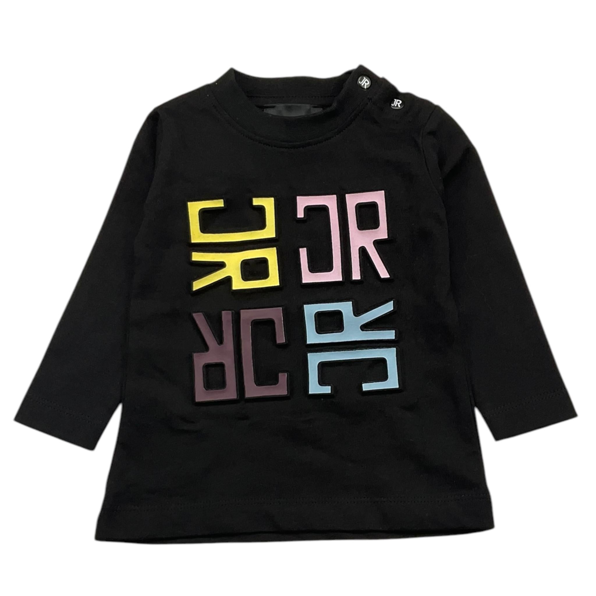 JOHN RICHMOND shirt girocollo tinta unita con stampa in contrasto Nero per Neonata RIA25089TS NERO JOHN RICHMOND 