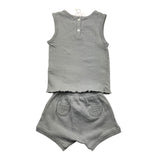 Babidu Complete Tank-Bermuda-Shorts Einfarbig Grau Für Neugeborene