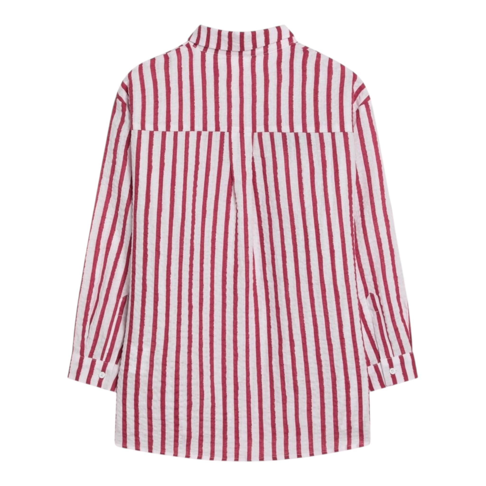 Dou Dou Camicia Tinta Unita con Fantasia A Righe per Bambina DW5P30X BIANCO DOU DOU 