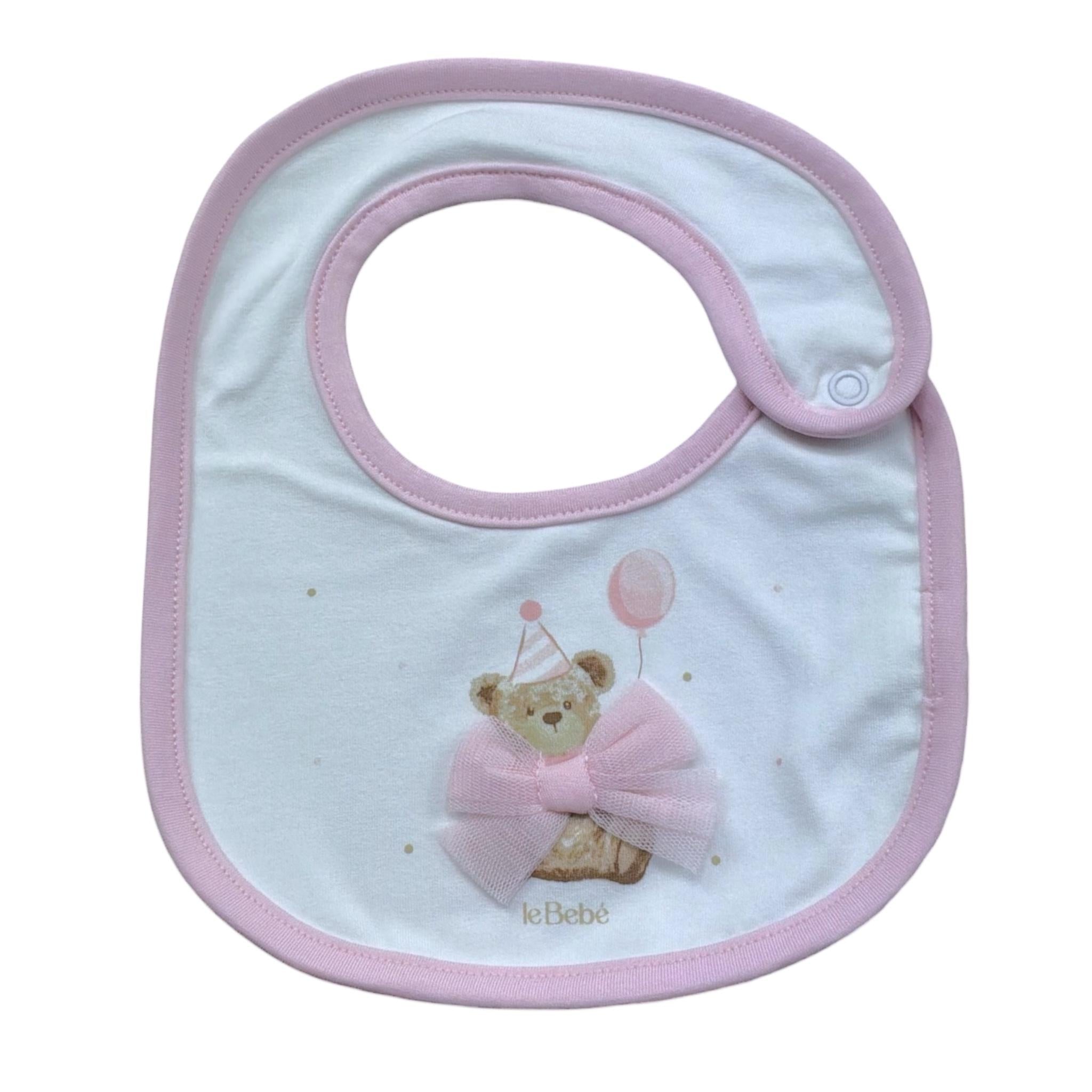 Le Bebe' Bavetta Tinta Unita con Stampa per Neonata LBG6258 BIANCO LE BEBE' 