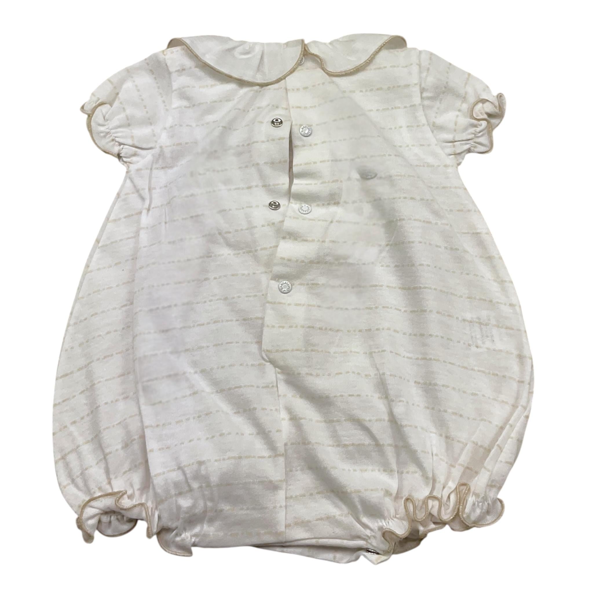 Barcellino Pagliaccetto Tinta Unita con Colletto E Stampa per Neonata 9419 BIANCO BARCELLINO 