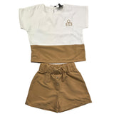 Minimum Komplettes 2-teiliges Hemd-Bermuda Weiß/Beige für Neugeborene