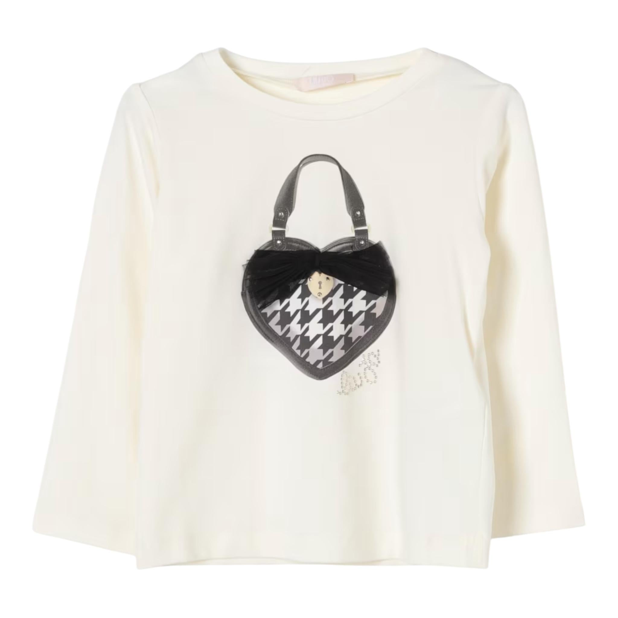 LIU JO shirt girocollo tinta unita con stampa  Panna per Bambina KF4030 PANNA LIU JO 