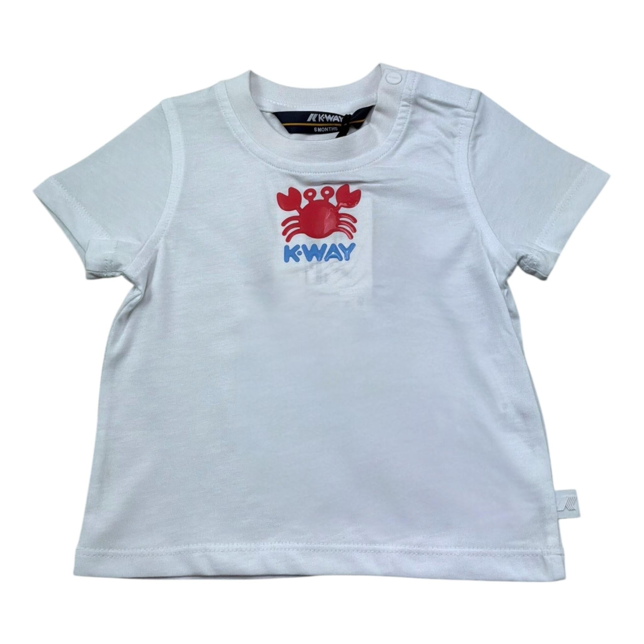 K-Way T-Shirt Girocollo Tinta Unita con Stampa per Neonato K2158JW BIANCO K-WAY 