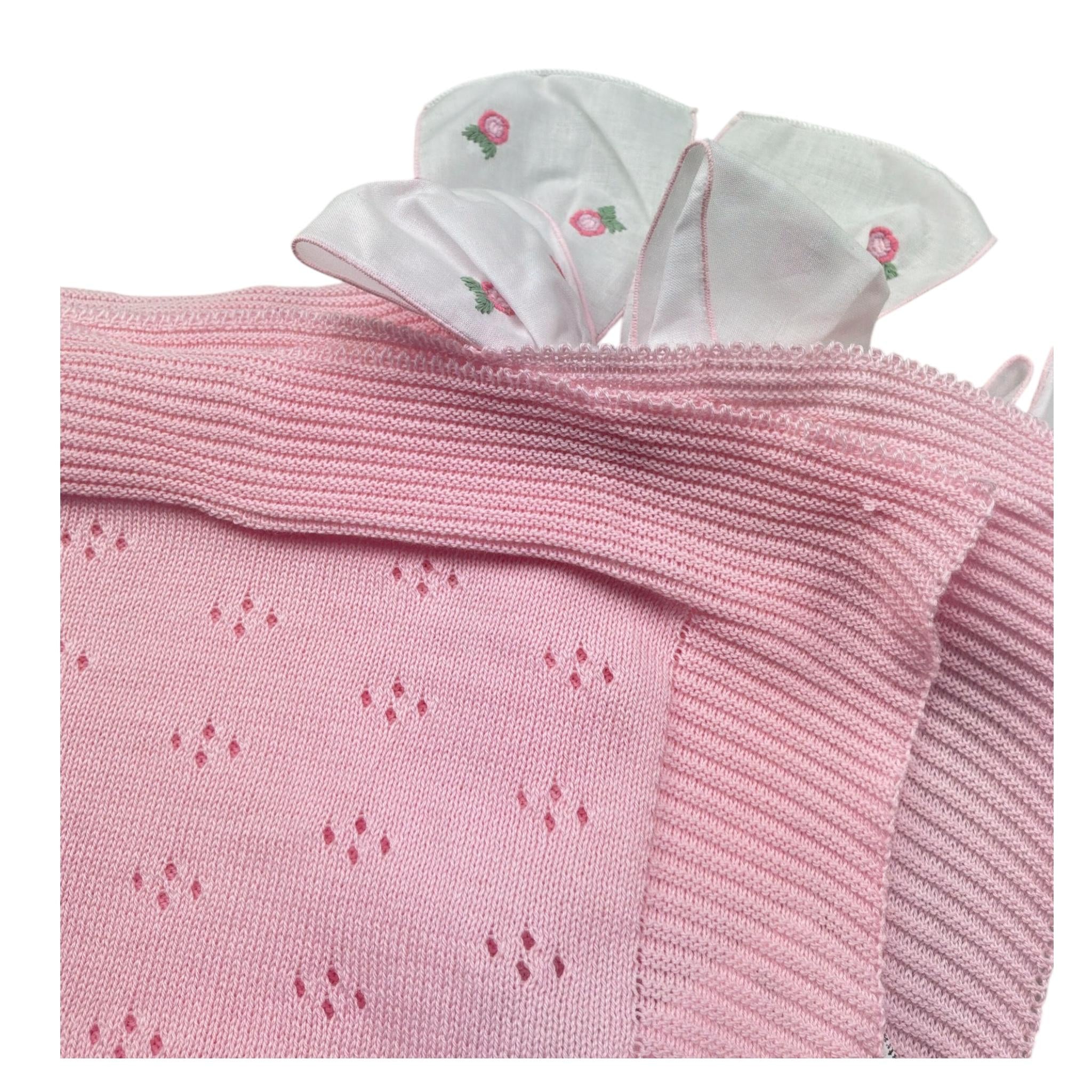Le Bebe Coperta Tinta Unita con Fiocco per Neonata LBG6222 ROSA LE BEBE 