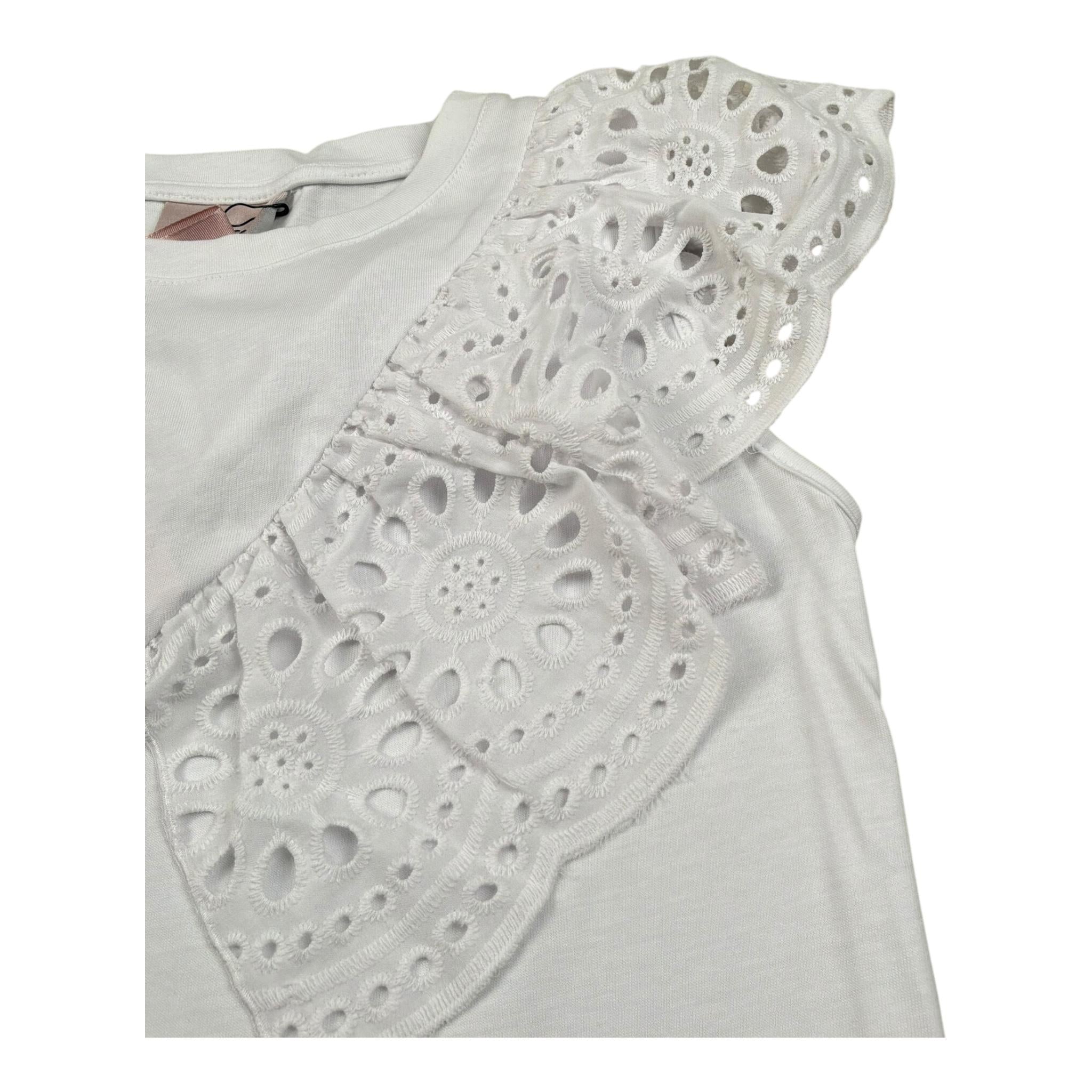 Mariuccia T-Shirt Girocollo Tinta Unit con Rouches per Bambina MMBT361 BIANCO MARIUCCIA 