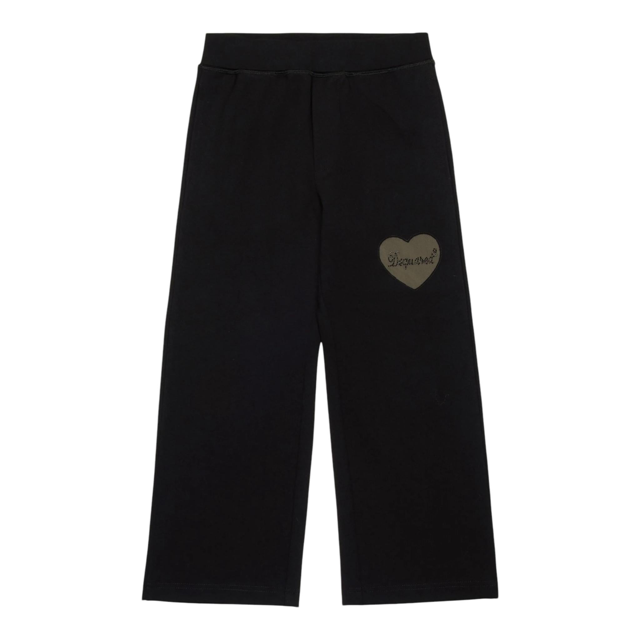 DSQUARED2 pantalone tinta unita modello palazzo Nero per Bambina DQ2556 NERO DSQUARED2 