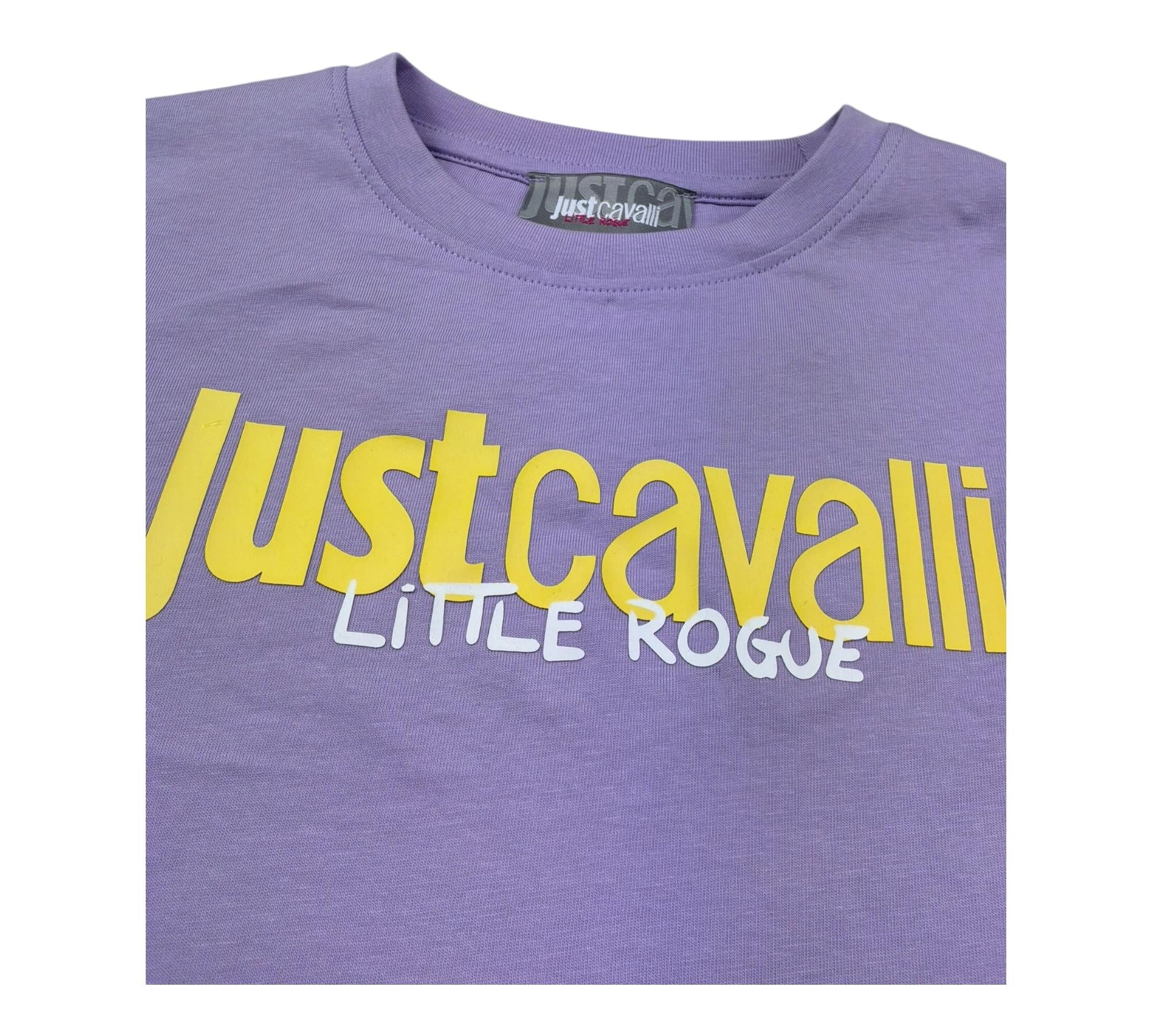 Just Cavalli T-Shirt Girocollo Tinta Unita con Stampa Logo per Bambino JGP26027TS LILLA JUST CAVALLI 