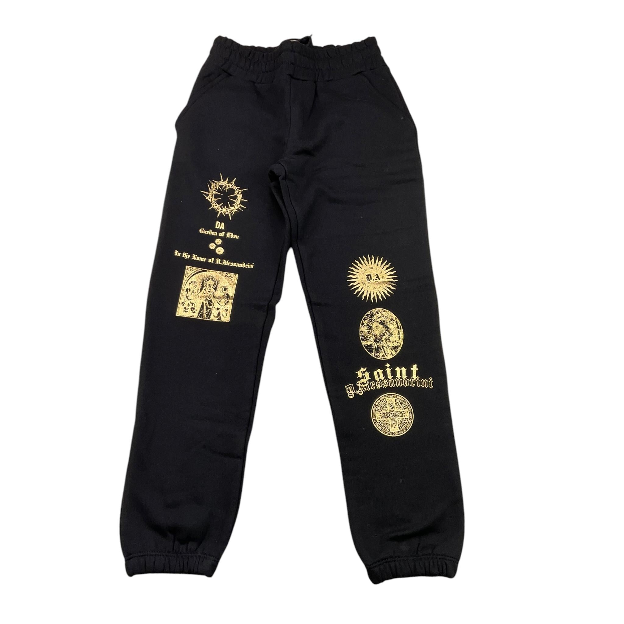 DANIELE ALESSANDRINI pantalone tinta unita modello tuta con stampa Nero per Bambino 1231PF00102 NERO DANIELE ALESSANDRINI 