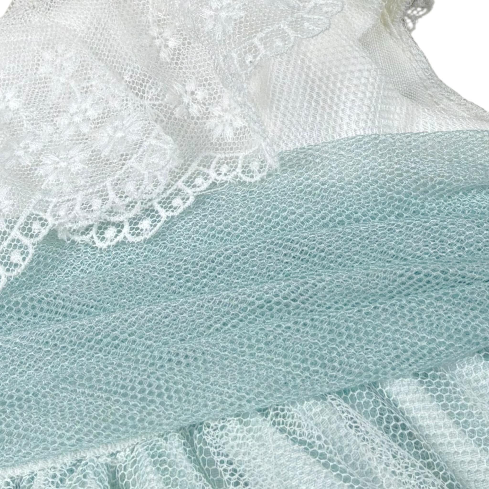 Amaya Abito Mezza Manica Tinta Unita con Tulle per Neonata 591004 BIANCO/VERDE AMAYA 