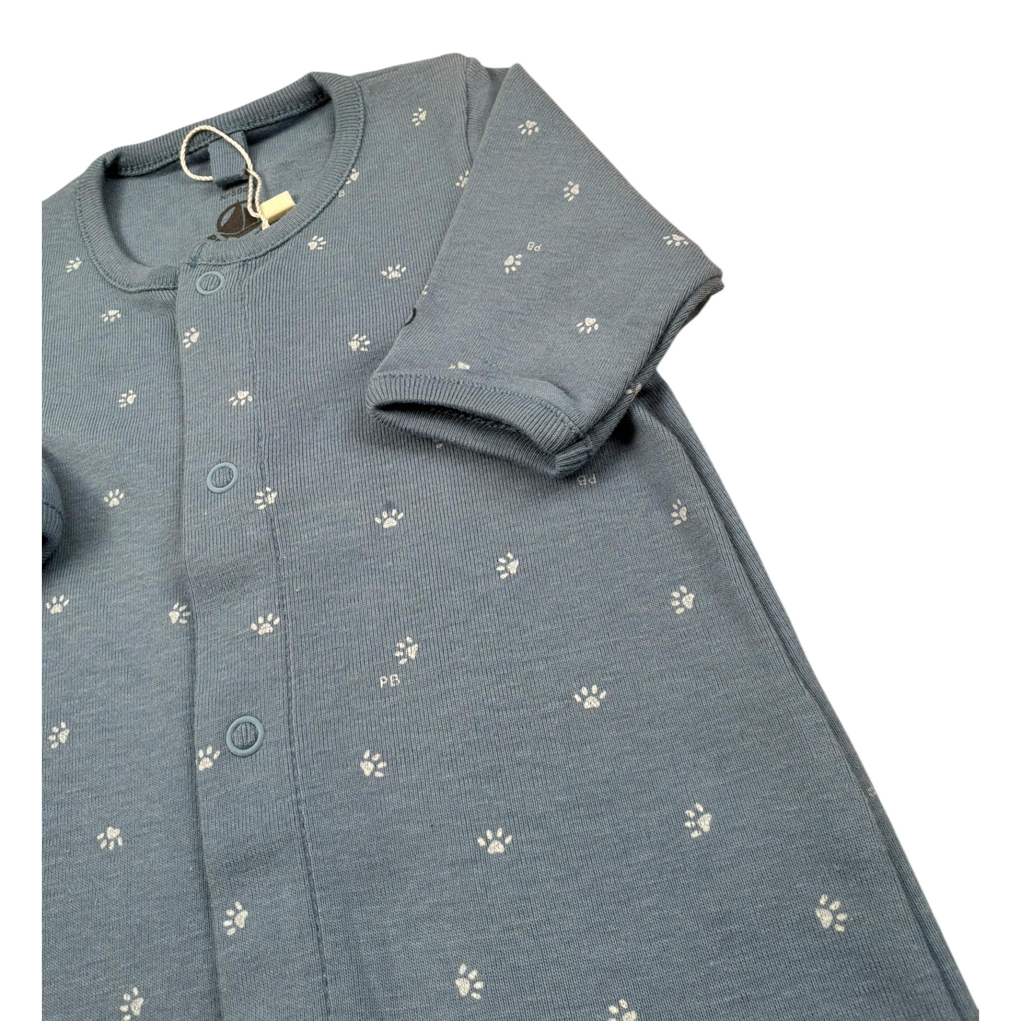 Petit Bateau Tutina tinta unita con Stampa Blu per Neonato A09GX BLU PETIT BATEAU 