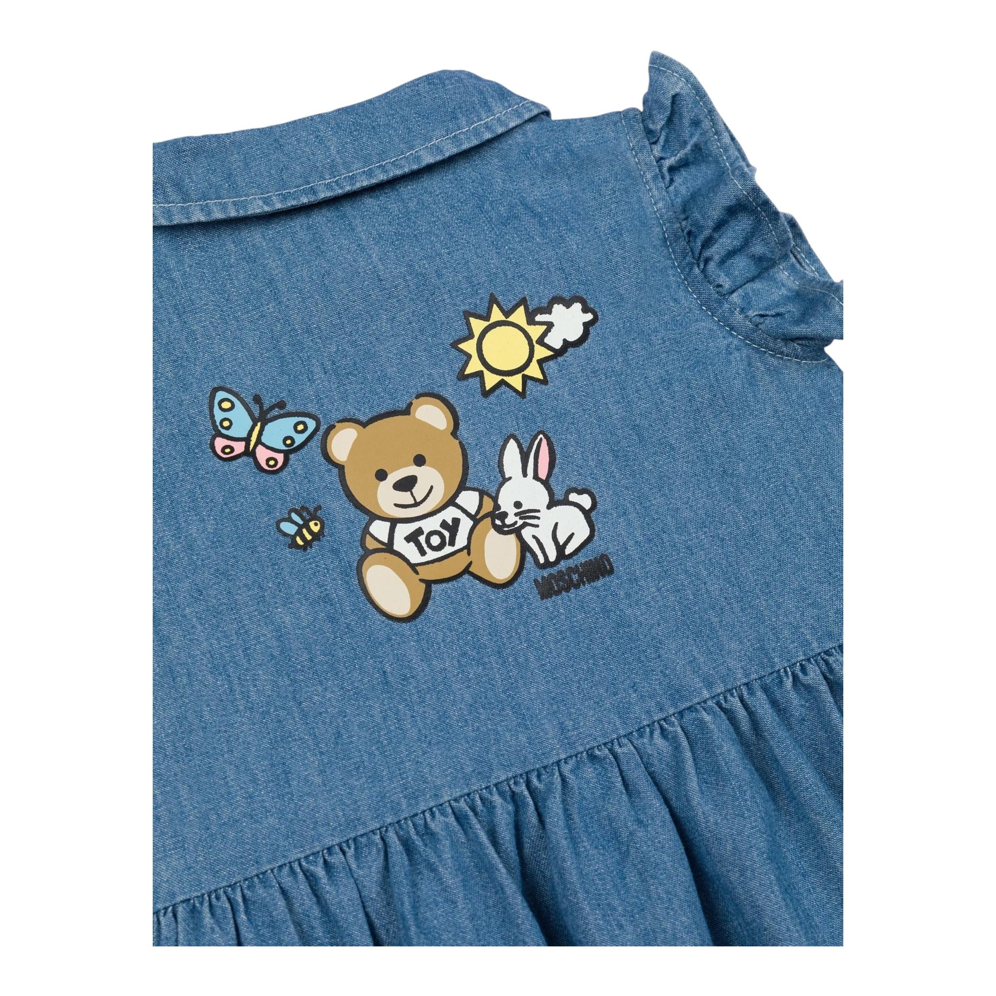 Moschino Abito Mezza Manica In Denim Tinta Unita per Neonata MDV08BX BLU MOSCHINO 