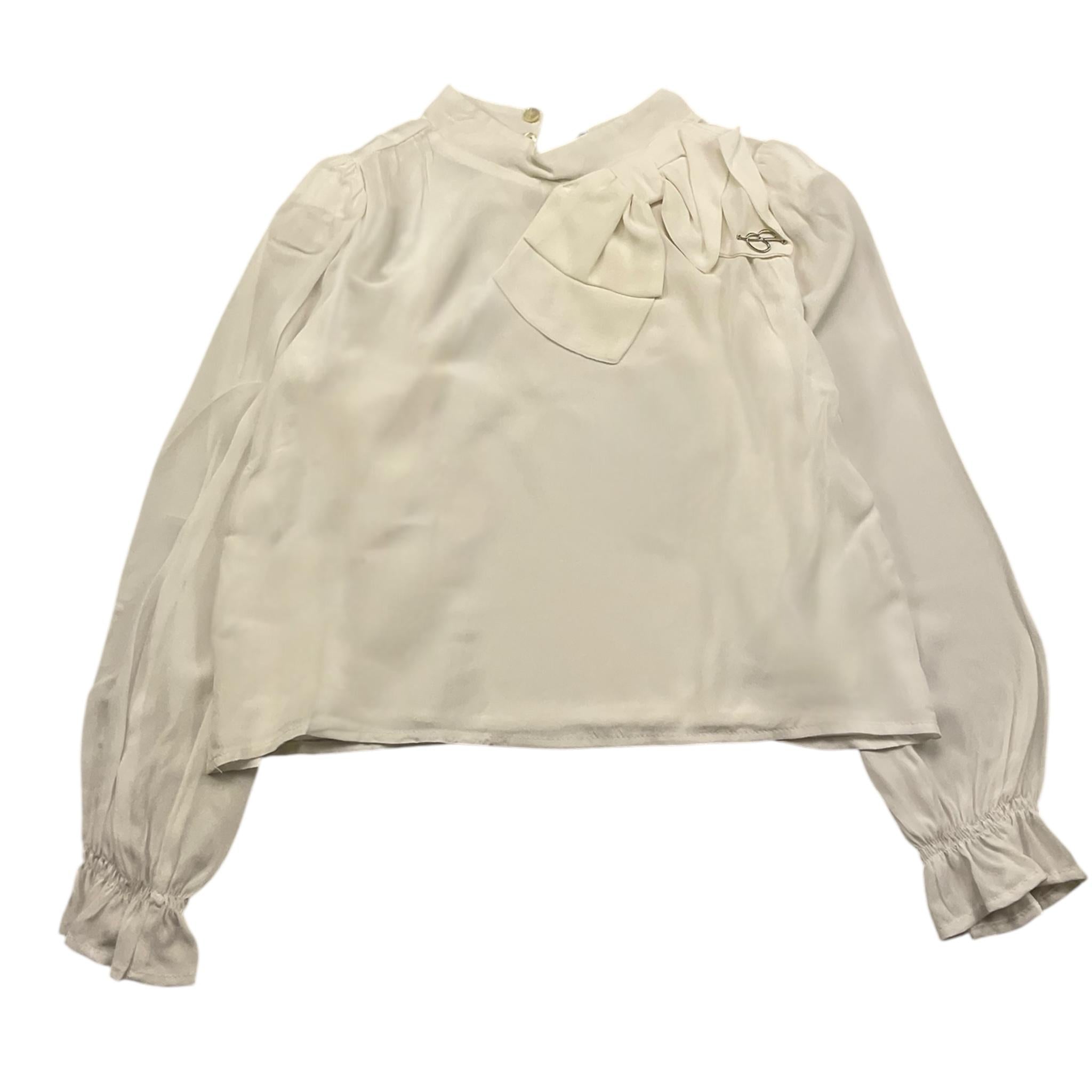 MISS BLUMARINE camicia manica lunga tinta unita con fiocco Panna per Bambina IF4112 PANNA MISS BLUMARINE 