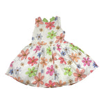 Janice Abito Tinta Unita con Fantasia Fiori per Bambina JN805B BIANCO JANICE 