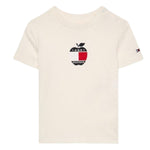 Tommy Hilfiger T-Shirt Girocollo tinta unita con Stampa Panna per Neonato KN0KN01569 PANNA TOMMY HILFIGER 