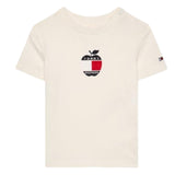 Tommy Hilfiger T-Shirt Girocollo tinta unita con Stampa Panna per Neonato KN0KN01569 PANNA TOMMY HILFIGER 