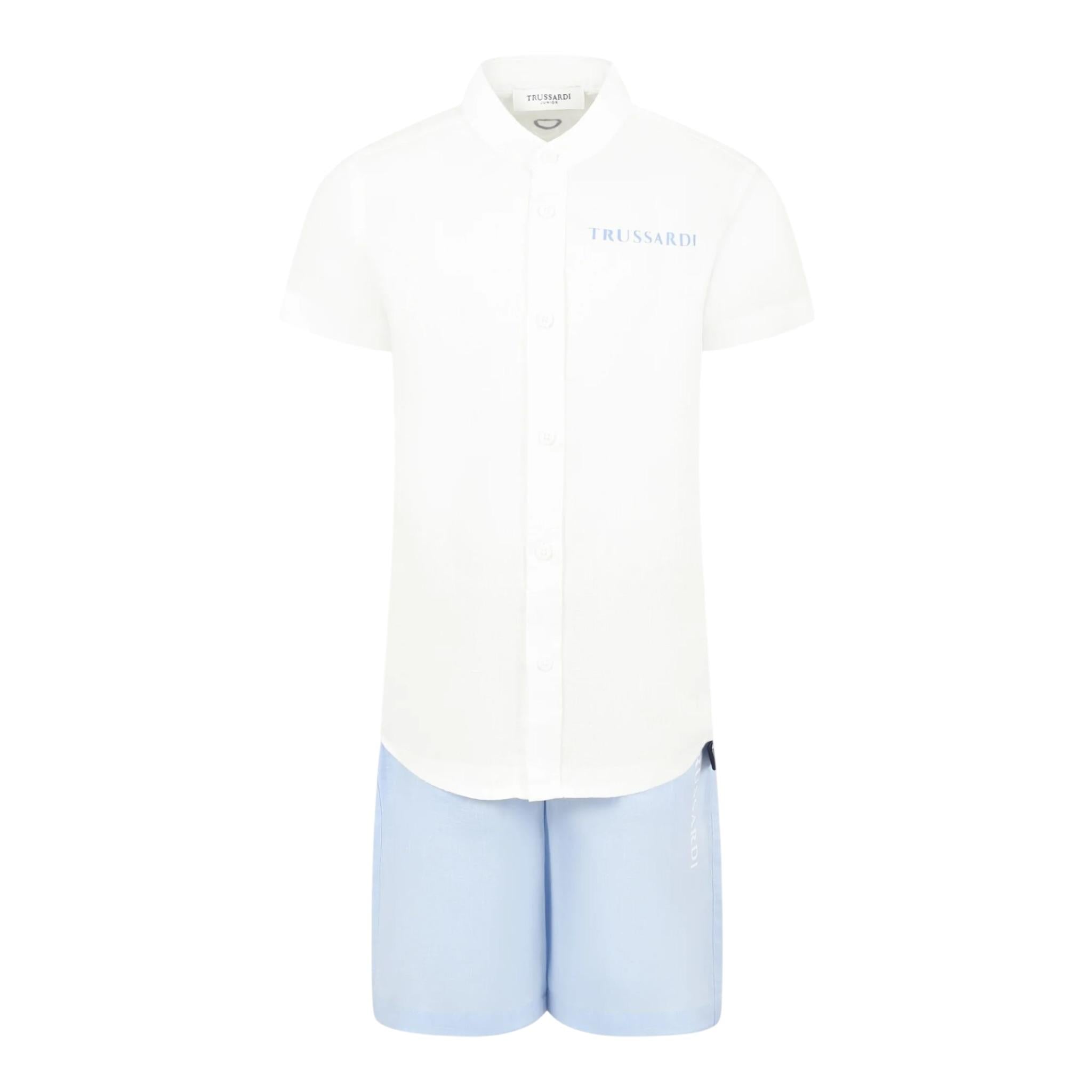 Trussardi Completo 2 Pezzi Bicolore Camicia-Bermuda Bianco/Azzurro per Bambino TBP25013CLX BIANCO/AZZURRO TRUSSARDI 
