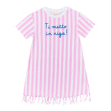 Saint Barth Abito Bicolore con Fantasia A Righe per Bambina ABY0001 BIANCO/ROSA SAINT BARTH 