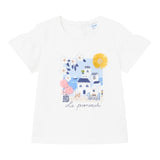 Mayoral Rundhals T-Shirt Einfarbig mit Kontrastprints Weiß Für Baby Mädchen