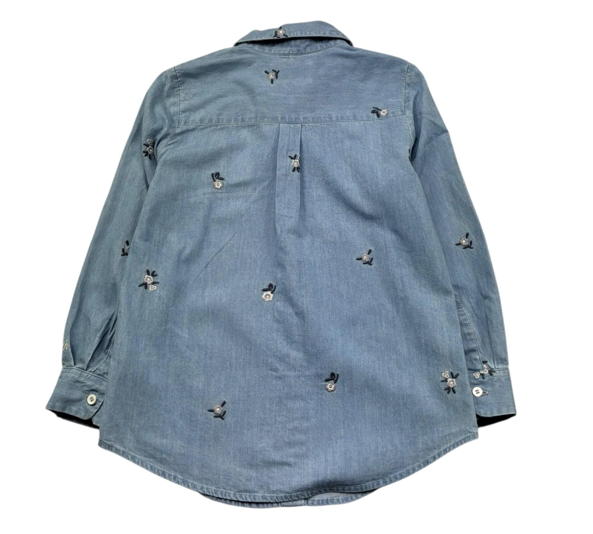 Saint Barth Camicia Manica Lunga Tinta Unita con Ricami per Bambina BRIG AZZURRO SAINT BARTH 