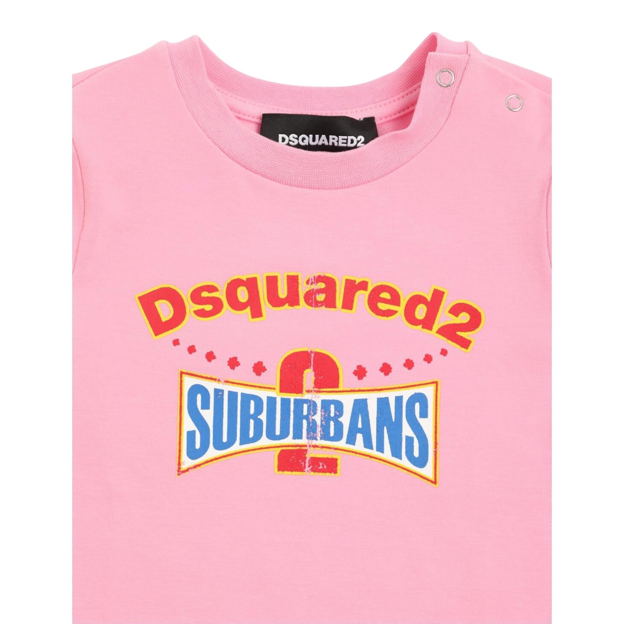 Dsquared2 Completo 2 Pezzi T-Shirt-Short tinta unita Rosa per Neonata DQ2877 ROSA DSQUARED2 