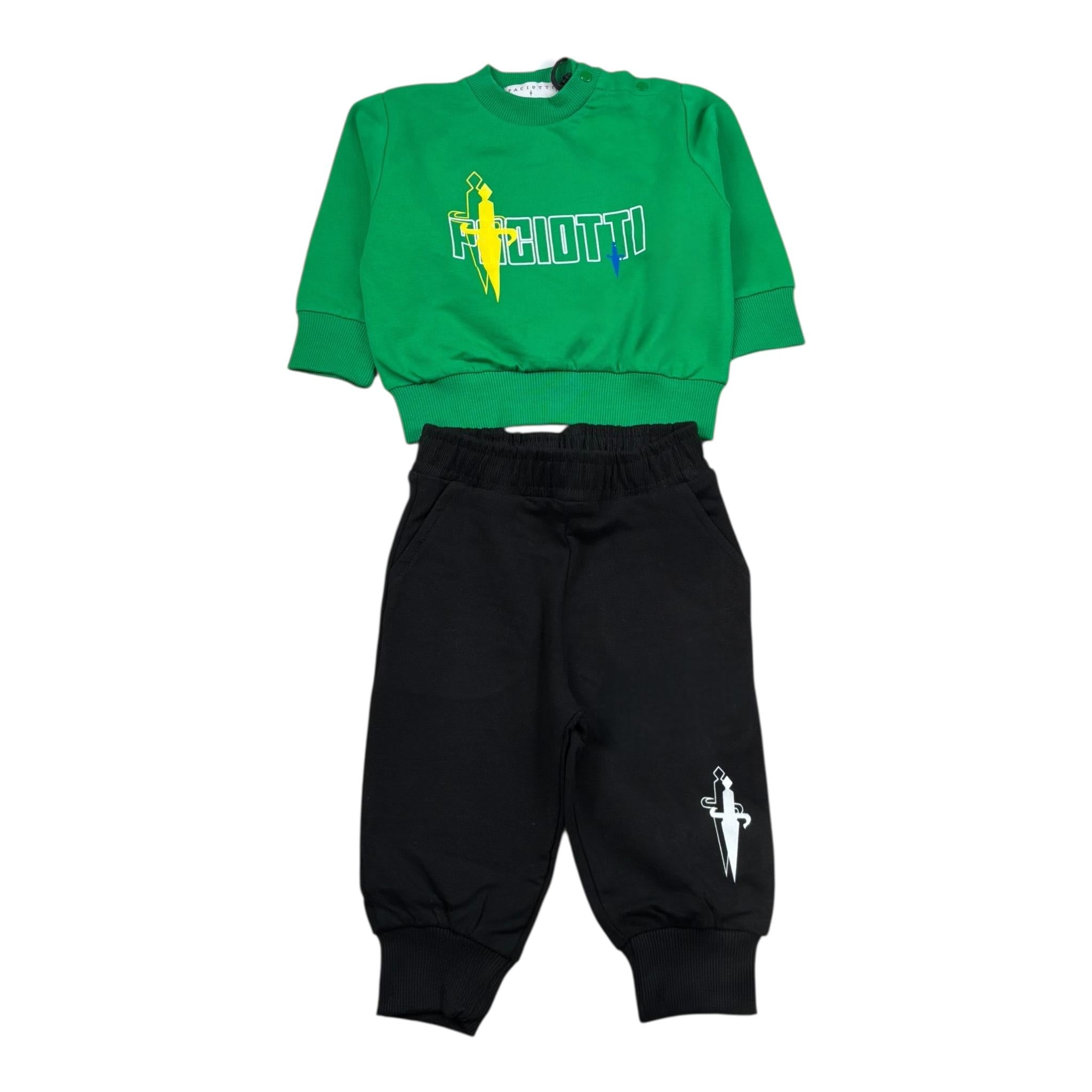 Cesare Paciotti Completo 2 Pezzi Bicolore Felpa-Pantalone per Neonato COMP5111B NERO/VERDE CESARE PACIOTTI 