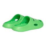 Diesel – Einfarbige Gummi-Slipper mit fluoreszierendem grünem Logo für Kinder