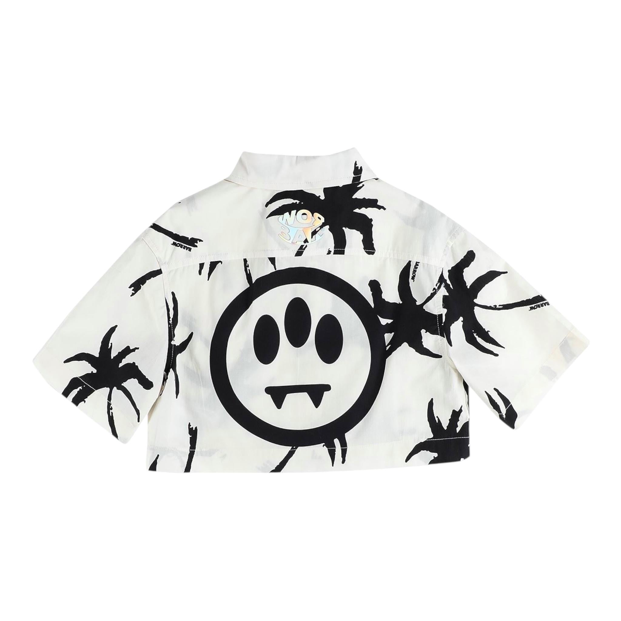BARROW KIDS camicia modello crop tinta unita con stampa palme Panna per Bambina 033086 PANNA BARROW KIDS 