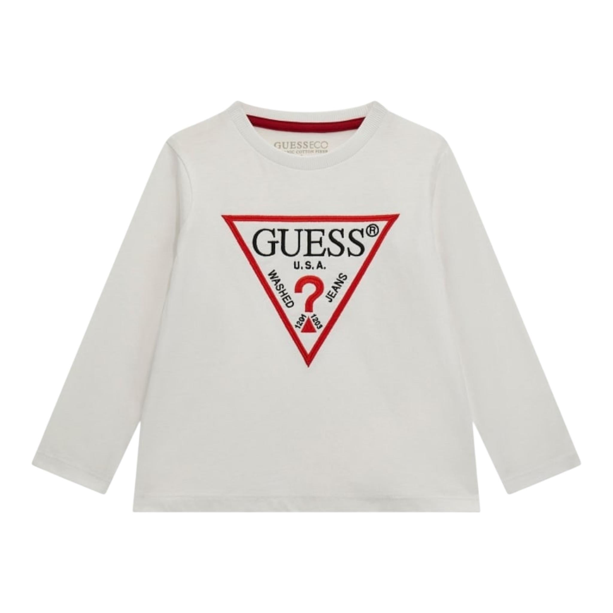 GUESS shirt girocollo tinta unita con stampa Bianco per Neonato N84I24K8HM0 BIANCO GUESS 