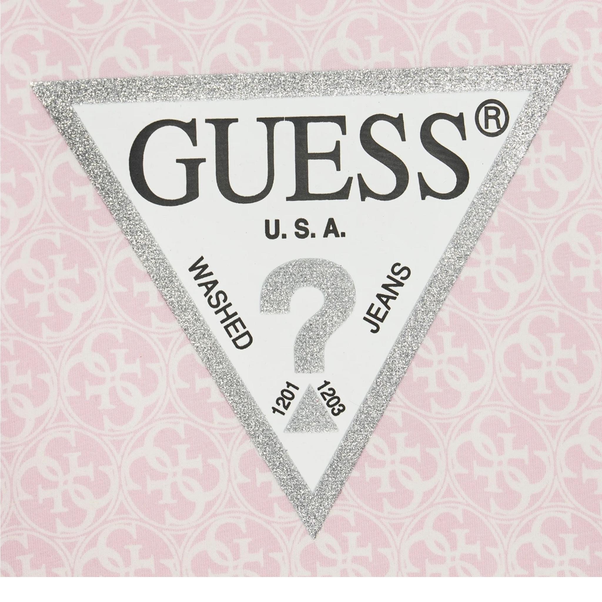 Guess T-Shirt Girocollo Tinta Unita con Stampa per Bambina K5RI15K6YW ROSA GUESS 