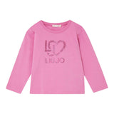 Liu Jo Shirt Tinta Unita Girocollo con Brillantini per Neonata KF4029X ROSA LIU JO 