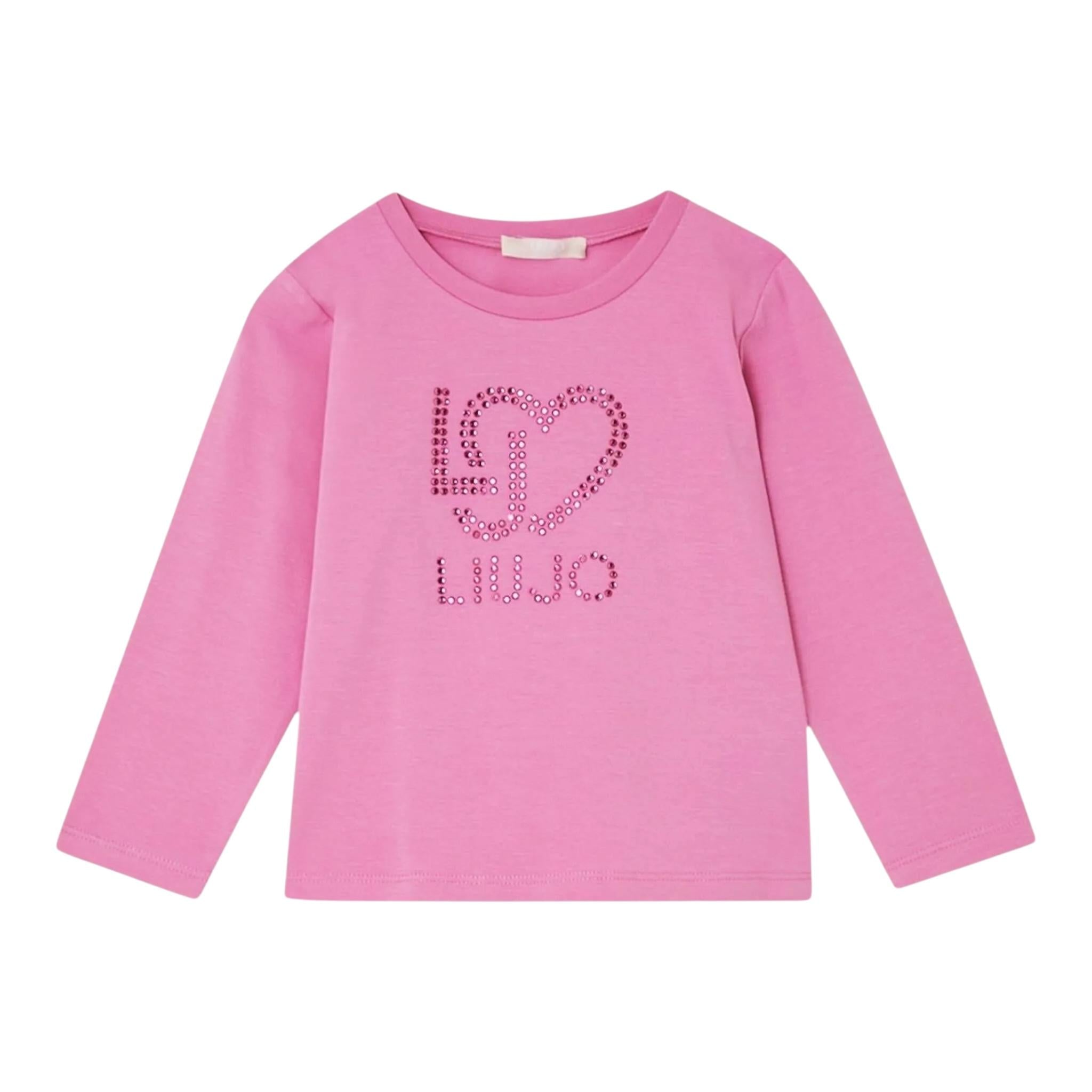 Liu Jo Shirt Tinta Unita Girocollo con Brillantini per Neonata KF4029X ROSA LIU JO 